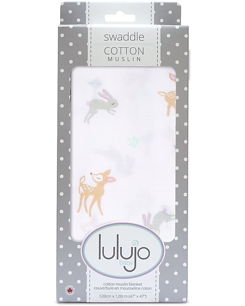 Lulujo Baby Copertina Swaddle 120 x 120 cm, Little Fawn - 100% mussola di cotone Muslin Swaddle