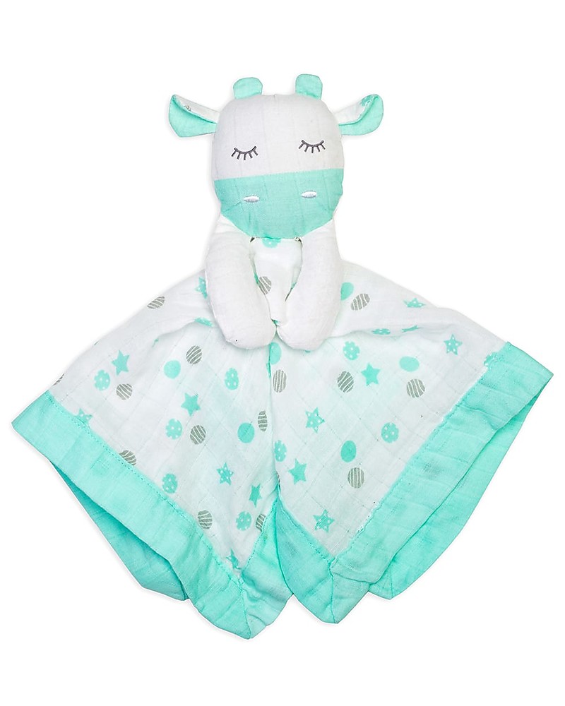 Lulujo Baby Doudou Comforter Lovie Aqua Giraffe 100 Cotton