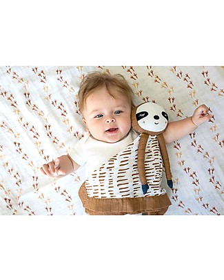 Lulujo Baby Doudou Comforter Lovie - Brown Sloth - 100% Cotton Muslin Blankets