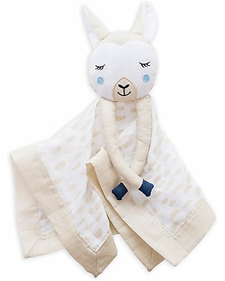 Lulujo Baby Doudou Comforter Lovie - Llama - 100% Cotton Muslin Muslin Swaddle