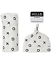 Lulujo Baby Hello World Kit, Hat + Swaddle, Hugs & Kisses, 120 x 120 cm - Bamboo Muslin Swaddle