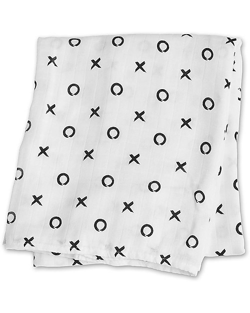 Lulujo Baby Hello World Kit, Hat + Swaddle, Hugs & Kisses, 120 x 120 cm - Bamboo Muslin Swaddle