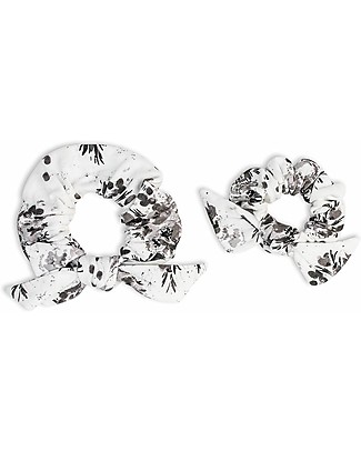 Lulujo Baby Mommy + Me Scrunchies - Black Floral - Bamboo jersey Hair Accessories