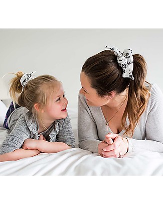 Lulujo Baby Mommy + Me Scrunchies - Black Floral - Bamboo jersey Hair Accessories
