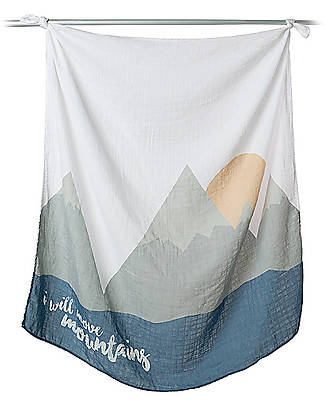 Lulujo Baby OUTLET - Baby’s First Year Swaddle + Cards Set, I Will Move Mountains - For the social baby and parents! - Showroom Sample Muslin Swaddle