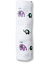 Lulujo Baby OUTLET Swaddle Blanket 120 x 120 cm, Elephants on Parade - 100% cotton muslin - Showroom Sample Muslin Swaddle