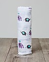 Lulujo Baby OUTLET Swaddle Blanket 120 x 120 cm, Elephants on Parade - 100% cotton muslin - Showroom Sample Muslin Swaddle