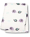 Lulujo Baby OUTLET Swaddle Blanket 120 x 120 cm, Elephants on Parade - 100% cotton muslin - Showroom Sample Muslin Swaddle