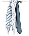 Lulujo Baby Set 3 Swaddle Blankets 69 x 69 cm - Blueberries - 100% Cotton Muslin Swaddle