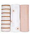 Lulujo Baby Set 3 Swaddle Blankets 69 x 69 cm - Daisies - 100% Cotton Muslin Swaddle