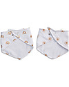 Lulujo Baby Set of 2 Bandana Bibs - Boho -Rainbow + Suns - 100% Cotton Muslin Bandana Bibs