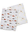 Lulujo Baby Set of 2 Swaddles 100 x 100 cm - Barnyard/Hen & Chicks - 100% cotton muslin Muslin Swaddle