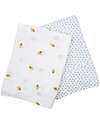 Lulujo Baby Set of 2 Swaddles 100 x 100 cm - Bees/Dots - 100% cotton muslin Muslin Swaddle