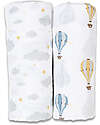 Lulujo Baby Set of 2 Swaddles 100 x 100 cm - Hot Air Baloon - 100% cotton muslin Muslin Swaddle