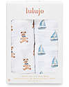 Lulujo Baby Set of 2 Swaddles 100 x 100 cm - Vintage Bears/Sail Boat - 100% cotton muslin Muslin Swaddle