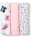 Lulujo Baby Set of 3 Cloths 70 x 70 cm, Butterfly - 100% cotton muslin Muslin Swaddle