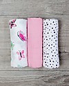 Lulujo Baby Set of 3 Cloths 70 x 70 cm, Butterfly - 100% cotton muslin Muslin Swaddle