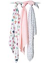 Lulujo Baby Set of 3 Cloths 70 x 70 cm, Butterfly - 100% cotton muslin Muslin Swaddle