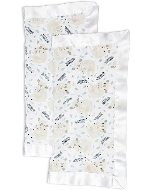 Lulujo Baby Soft Security Blanket 40 x 40 cm - Koala - 100% cotton - 2 Pieces Muslin Swaddle