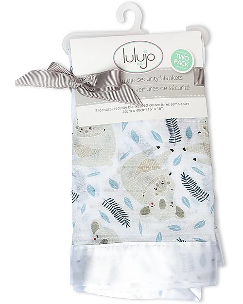 Lulujo Baby Soft Security Blanket 40 x 40 cm - Koala - 100% cotton - 2 Pieces Muslin Swaddle