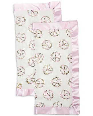 Lulujo Baby Soft Security Blanket 40 x 40 cm - Peace - 100% cotton - 2 Pieces Swaddles