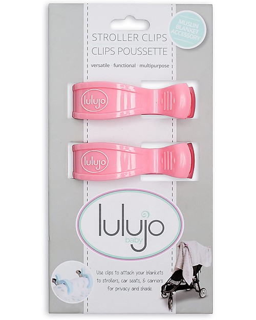 Lulujo Baby Stroller Clips, 2-Pack - Pink Accessories