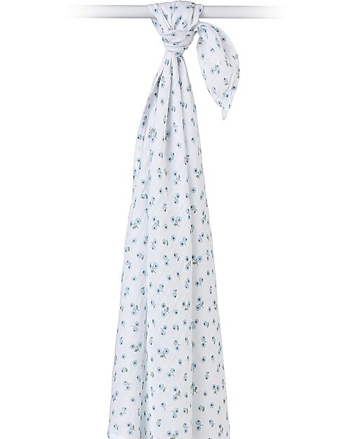 Lulujo Baby Swaddle Blanket 100x100 cm - Blueberries - 100% Cotton Muslin Muslin Swaddle