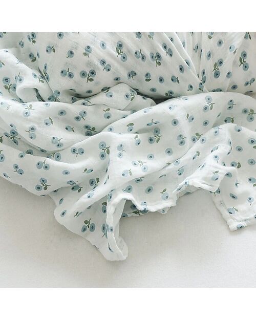 Lulujo Baby Swaddle Blanket 100x100 cm - Blueberries - 100% Cotton Muslin Muslin Swaddle