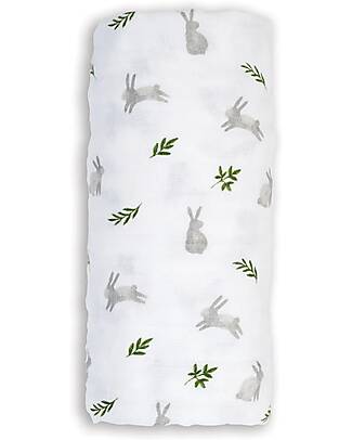 Lulujo Baby Swaddle Blanket 100x100 cm - Bunnies - 100% Cotton Muslin Muslin Swaddle