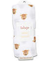 Lulujo Baby Swaddle Blanket 100x100 cm - Highlander Cow - 100% Cotton Muslin Muslin Swaddle
