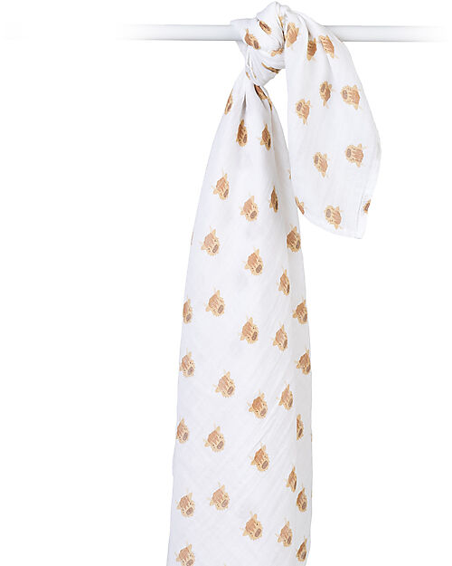 Lulujo Baby Swaddle Blanket 100x100 cm - Highlander Cow - 100% Cotton Muslin Muslin Swaddle