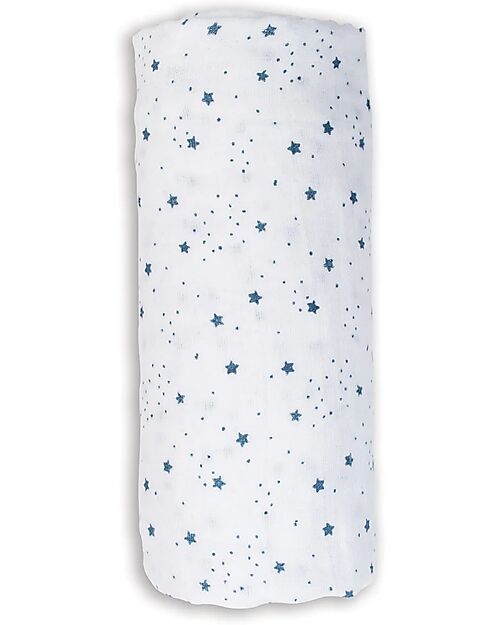 Lulujo Baby Swaddle Blanket 100x100 cm - Star - 100% Cotton Muslin Muslin Swaddle