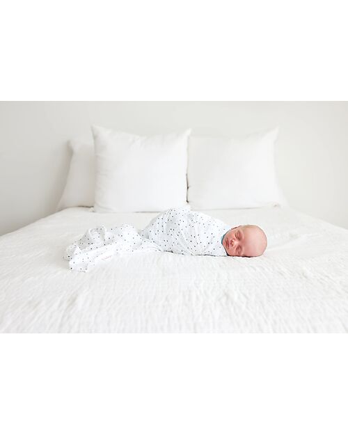Lulujo Baby Swaddle Blanket 100x100 cm - Star - 100% Cotton Muslin Muslin Swaddle