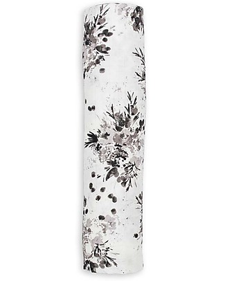 Lulujo Baby Swaddle Blanket 120 x 120 cm, Black Floral - Bamboo muslin Swaddles