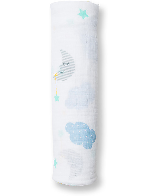 Lulujo Baby Swaddle Blanket 120 x 120 cm, Dreamland - 100% cotton muslin Muslin Swaddle