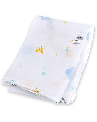 Lulujo Baby Swaddle Blanket 120 x 120 cm, Dreamland - 100% cotton muslin Muslin Swaddle