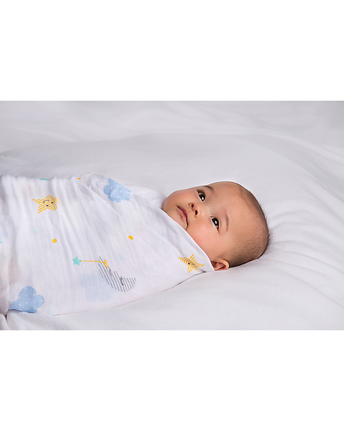 Lulujo Baby Swaddle Blanket 120 x 120 cm, Dreamland - 100% cotton muslin Muslin Swaddle