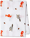 Lulujo Baby Swaddle Blanket 120 x 120 cm, Forest Friends - 100% cotton muslin Muslin Swaddle
