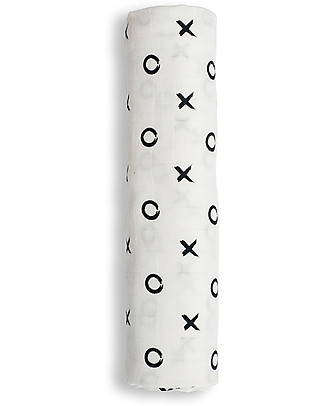 Lulujo Baby Swaddle Blanket 120 x 120 cm, Hugs & Kisses - Bamboo muslin Muslin Swaddle