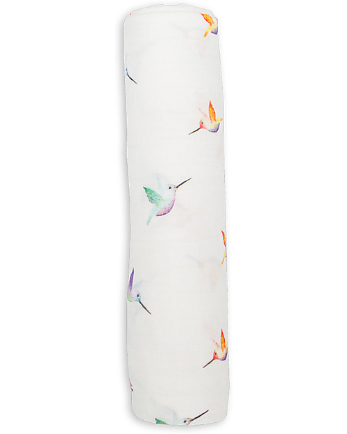 Lulujo Baby Swaddle Blanket 120 x 120 cm, Hummingbird - Bamboo muslin Muslin Swaddle
