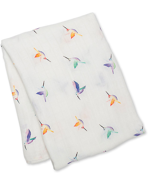 Lulujo Baby Swaddle Blanket 120 x 120 cm, Hummingbird - Bamboo muslin Muslin Swaddle