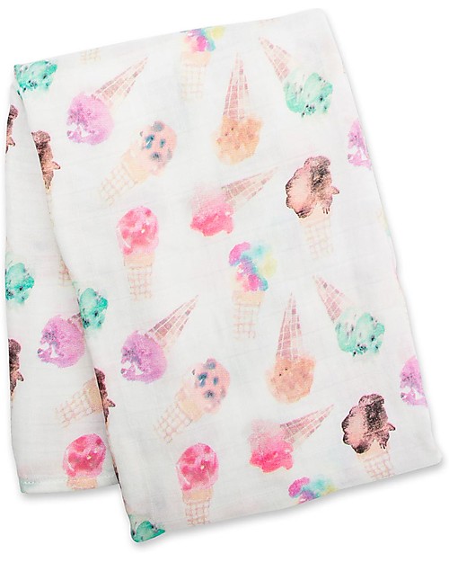 Lulujo Baby Swaddle Blanket 120 x 120 cm, Ice Cream - Bamboo muslin Muslin Swaddle