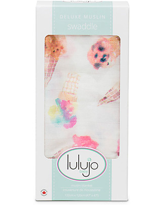 Lulujo Baby Swaddle Blanket 120 x 120 cm, Ice Cream - Bamboo muslin Swaddles
