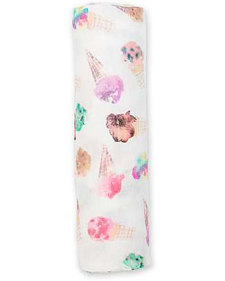 Lulujo Baby Swaddle Blanket 120 x 120 cm, Ice Cream - Bamboo muslin Swaddles