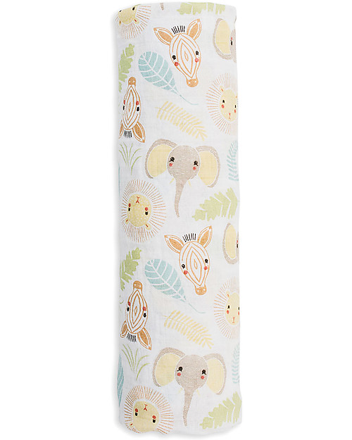 Lulujo Baby Swaddle Blanket 120 x 120 cm - Jungle - 100% cotton muslin Muslin Swaddle