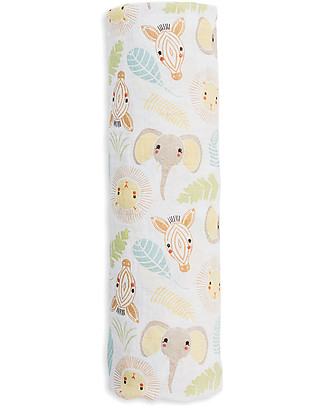 Lulujo Baby Swaddle Blanket 120 x 120 cm - Jungle - 100% cotton muslin Muslin Swaddle