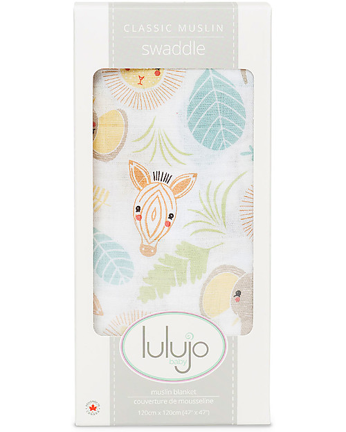 Lulujo Baby Swaddle Blanket 120 x 120 cm - Jungle - 100% cotton muslin Muslin Swaddle