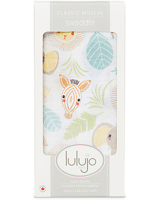 Lulujo Baby Swaddle Blanket 120 x 120 cm - Jungle - 100% cotton muslin Muslin Swaddle