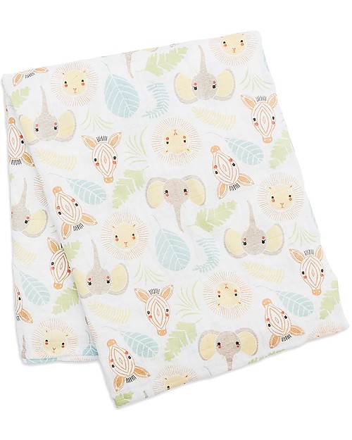 Lulujo Baby Swaddle Blanket 120 x 120 cm - Jungle - 100% cotton muslin Muslin Swaddle