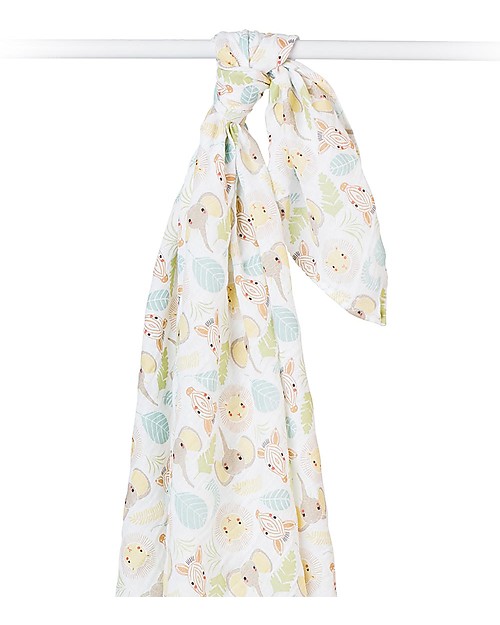 Lulujo Baby Swaddle Blanket 120 x 120 cm - Jungle - 100% cotton muslin Muslin Swaddle